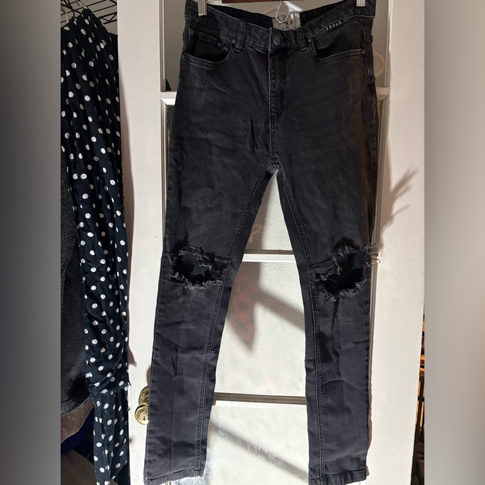 Men's Charcoal Distressed Skinny Jeans